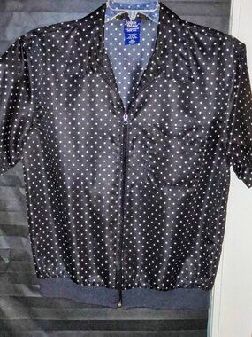 John Blair Black and white Polka dot zippered pullover men's shirt